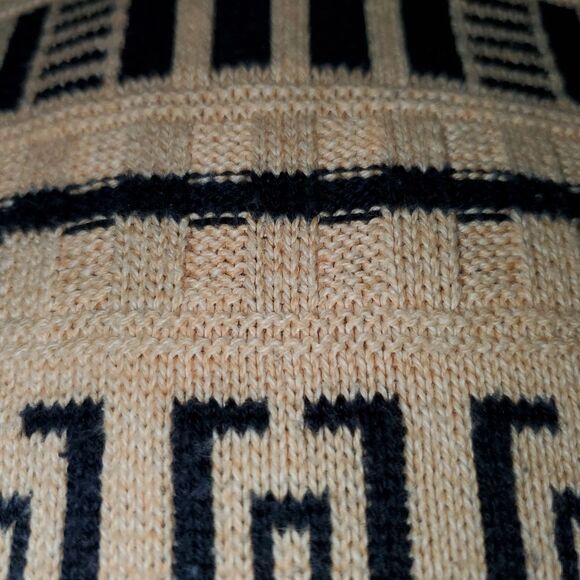 Vintage Dunhill Black Cream Geometric Sweater Textured Knit Scotland Large - Picture 4 of 10